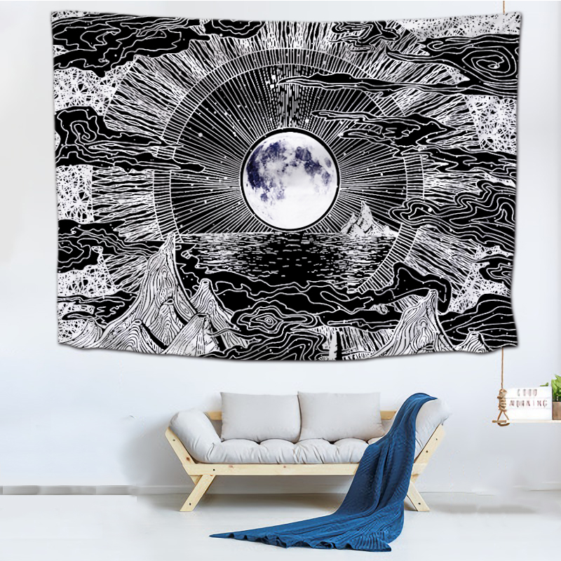 Custom Tapiz Sun Moon Tapestry Wall Hanging Sun With Stars Space Spiritual Tapestry Wall hanging Tapestry