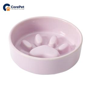 Gamelle <span class=keywords><strong>anti</strong></span>-étouffement en céramique pour chats et petits chiens, avec support en bambou et motif patte de <span class=keywords><strong>chat</strong></span> - Product Image 1