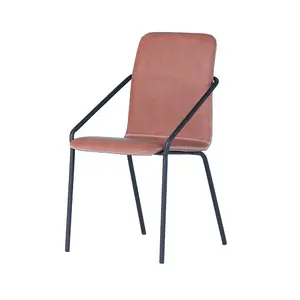 室内现代简约廉价休闲座椅仿皮黑色画腿餐椅