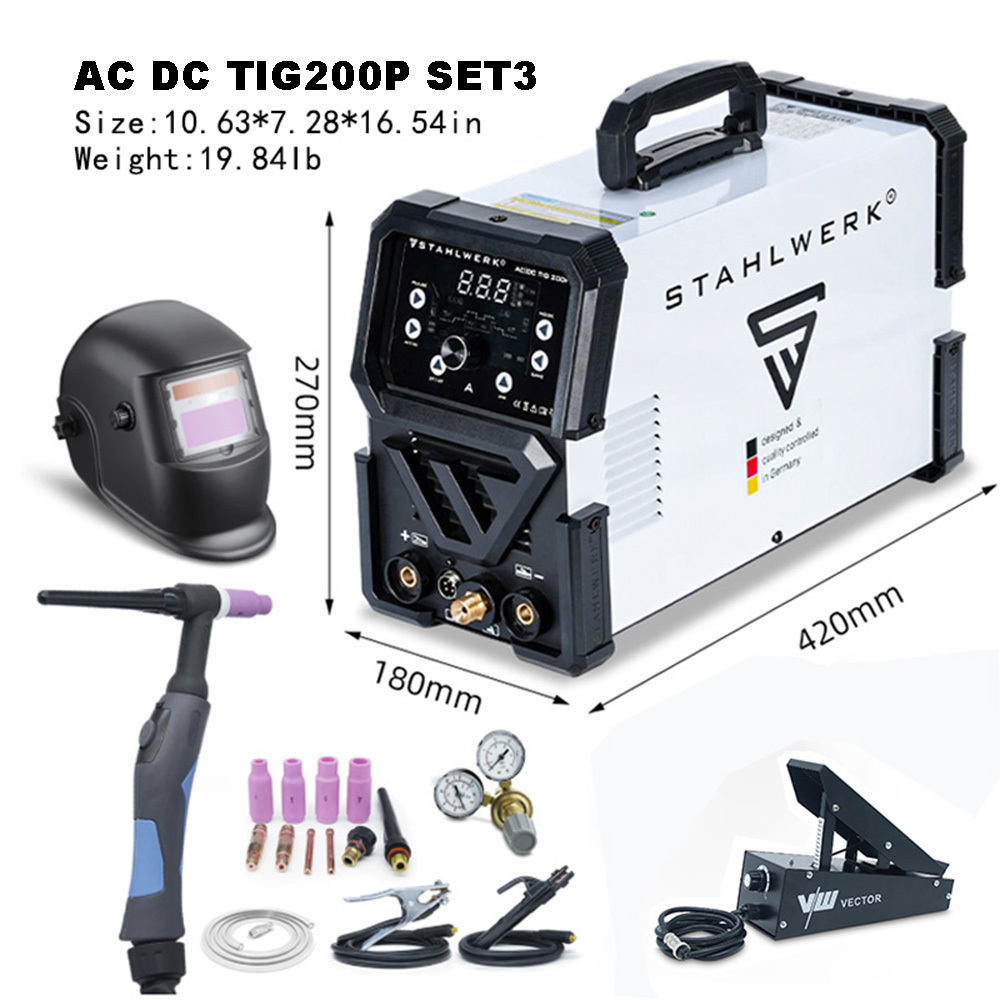German Brand AC DC TIG MMA PULSE Welder 110V 220V Inverter Welding Kit Machine with Helmet for Stahl Werk TIG200P · image 3