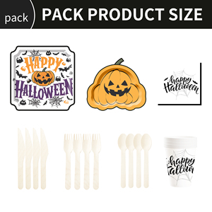 DAMAI Nuevo Juego de Vajilla de Halloween con Diseño de Plato de Calabaza, Incluye Plato y Vaso de Papel Desechables para Suministros de Fiesta de Halloween - Product Image 3