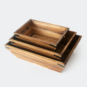 Wholesale Vintage Rustic Wooden Nesting Box Baskets Set of 3 Handmade Wood Fruit Box Wooden Vegetable Crates