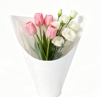 Manchon en papier kraft pour fleurs avec fenêtre transparente, sac d'emballage floral conique pour plantes en pot et bouquets