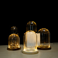 Dôme en verre rond avec boîte aveugle de lampe, couvercle anti-poussière, cadeaux de saint-valentin, OEM/ODM d'usine