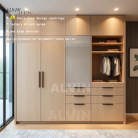 Lemari Sederhana Minimalis Kabinet Penyimpanan Kayu MDF Panel Kayu Solid Kapasitas Besar Hemat Ruang Perabot Rumah Kamar Tidur