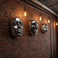 Sculpture de visage humain en résine électro-plaquée, art moderne KTW Decoration, à vendre