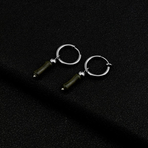 Nouveauté 2026 : Boucles d'oreilles pendantes unisexe en acier inoxydable, design de niche populaire à motif bambou, style vintage, bijoux de mode, vente en gros - Product Image 3