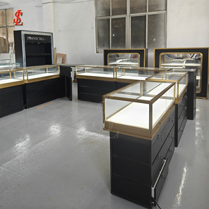 Ensemble de présentoirs à bijoux noir mat de luxe avec éclairage LED localisé, <span class=keywords><strong>vitrine</strong></span> de boutique verrouillable, <span class=keywords><strong>colonne</strong></span> de comptoir - Product Image 2