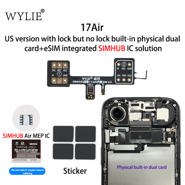 Wylie Dual Sim Card Cable for 17Air ESim Integrated Simhub Ic Solution MEP Wylie Esim Converter
