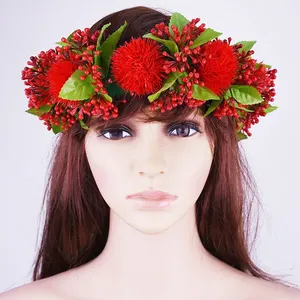 Hỗn Hợp Màu Sắc 65Cm 3 Màu Sắc Nhựa Lehua Headband Haku Phụ Nữ Mặc Tóc Phụ Kiện Hawaii Hoa