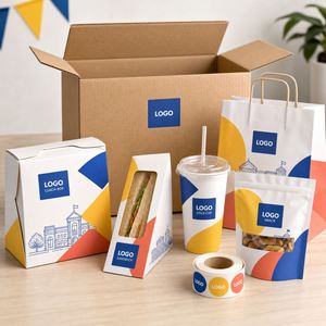 Custom Logo Personalization Campus Grab Go Food Packaging Kit Takeaway Lunch Box Cup <b>Bag</b> Sticker OEM Supplier Full Color Label - Product Image 4