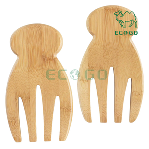 Servidor de ensalada de bambú natural Tenedor de manos de ensalada de madera de bambú asequible para ensalada de cocina Uso para comer - Product Image 5