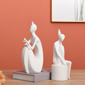 รูปปั้นผู้หญิงตกแต่ง,รูปแกะสลักสำหรับโต๊ะทำงานในบ้านสำนักงานสีขาวสไตล์มินิมอลลิสต์ - Product Image 1