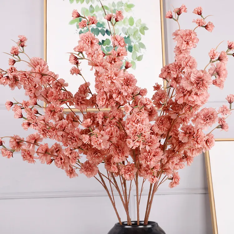 Qihao New Design Artificial Cherry Blossom Branch Japanese Silk Sakura For Wedding Centerpieces Table Tree Decoration