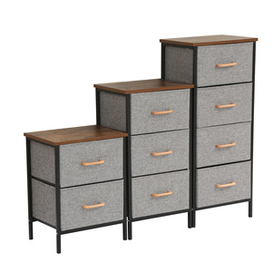 Fabric <b>Drawer</b> Cabinet <b>With</b> Wooden Top And Metal Frame For Bedroom <b>Storage</b> Organization - Product Image 5