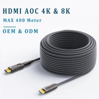 Câble à fibre optique blindé PVC noir 4K de 50 mètres, longueur personnalisée, haute vitesse, AOC, le plus vendu, pour projecteur et moniteur