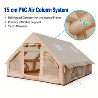 Tente gonflable familiale 3x4m grande taille, quatre saisons, double couche, portable, imperméable, en Oxford 420D, avec colonnes en PVC de 15cm