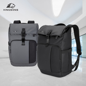 Kingsons Laptop <b>Backpack</b> 20-35L Lightweight Unisex Business <b>Backpack</b> With Laptop Compartment Gray And <b>Black</b> Solid Color - Product Image 1