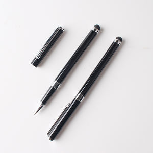 Stylo en métal à encre gel personnalisé noir avec stylet - Product Image 2