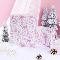 Rouleau de ruban cadeau écologique en toile rose vintage française, motif floral doux, 100 % pure pâte vierge, emballage pour fille