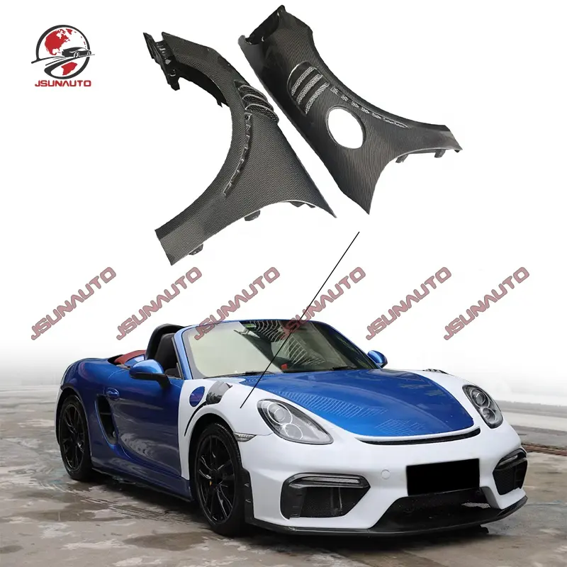 สำหรับ2013-2015เคย์แมนส่วนรถ Restyling GT4สไตล์คาร์บอนไฟเบอร์ด้านหน้า Fender Vent สำหรับ981 Boxster ด้านข้างกันชนพนัง