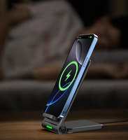 Support de charge sans fil pliable à double bobine 15W, support magnétique portable pour iPhone, horizontal et vertical, multifonction