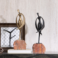 Figurine abstraite moderne haut de gamme en alliage de bronze avec base en marbre naturel, personnalisable, imperméable, durable, ornement artistique pour hôtel