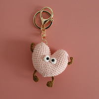 Pendentif en forme de cœur tricoté à la main, fil à crocheter, décoration mignonne, cadeau pour la Saint-Valentin, ornement pour la maison