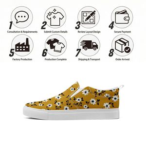 Maßgefertigte Bedruckte Blumen-Leinwand Komfortable Höhenerhöhende Slipper OEM/ODM Slip-on Sneakers für Herren & Damen FN071-25009144-8 - Product Image 4