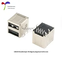 Connecteur USB YourCee AF/monocouche/bicouche, prise à 90 degrés, prise femelle à double port, couverture complète, montage sur panneau USB-A