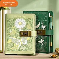 Journal à code en PU imprimé floral vintage, logo personnalisé, couverture rigide A5, carnet secret avec stylo, cadeau
