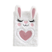 Carnet en peluche de dessin animé A6 avec cadenas, motif cœur pêche, cadeau idéal pour étudiantes