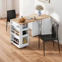 Service OEM ODM – Table de travail et de repas pliable et roulante en MDF, contemporaine et peu encombrante, avec rangement, idéale pour îlot de cuisine