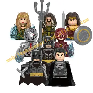 Super Heros Wonder Woman Bat Aqua Man Mera The Flash Cyborg Mini Bricks Brock Figures Building Blocks Toys X0312