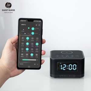 Khách Đoán Chất Lượng Cao Kim Loại Khách Sạn Phòng Ngủ Kỹ Thuật Số Đồng Hồ Báo Thức Với Bluetooth Loa Sạc Không Dây Cho Văn Phòng Phòng Khách - Product Image 5