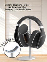 Organisateur de bureau 2-en-1 en alliage d'aluminium et silicone, support magnétique pour casque supra-auriculaire et support de téléphone portable amovible avec anneau Mag-Safe