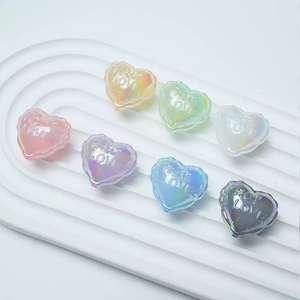 Perles acryliques multicolores brillantes en forme de cœur pour le bricolage, matériel fait main, chaîne de téléphone portable, accessoires, pendentif de sac. - Product Image 4