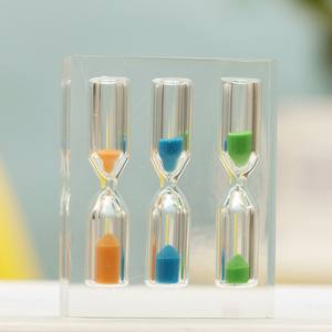 カスタムメイドの樹脂製長方形ガラス工芸品 3分 4分 5分 砂時計 メイクアップ用砂タイマー - Product Image 5