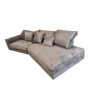 Sofá Seccional Modular Extensible de Forma Rectangular, Tela Escarchada, Relleno de Esponja, Diseño Minimalista Budapest para Apartamento o Villa - Product Image 1