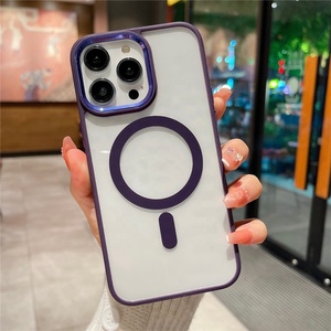 เคสโทรศัพท์แบบแม่เหล็กในตัวสำหรับ iPhone 14 Pro Max กรอบเลนส์โลหะ ปุ่มกด TPU ฝาหลัง PC สำหรับ iPhone 13 12 14 - Product Image 4