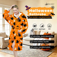 Peignoir personnalisé pour Halloween, en microfibre, à capuche, séchage rapide, pour femmes et hommes, tailles S-3XL, avec poches, cadeau pour fête d'automne