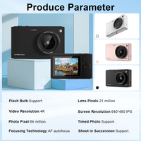 Appareil photo numérique professionnel avec capteur CCD 2,8 pouces, zoom 16x, 64MP HD, batterie 1500mAh, filtres vintage, enregistreur vidéo pour vlog, qualité 4K