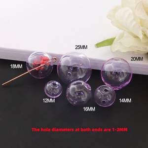 Offre Spéciale 8 10 12 <span class=keywords><strong>14</strong></span> 16 18 20 25 <span class=keywords><strong>30mm</strong></span> petites grandes boules de verre creuses simples Double trous perles de verre creuses transparentes - Product Image 6