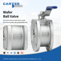 Válvula de Mariposa de Acero Inoxidable 304 CF8 Tipo Wafer Manual de Paso Completo con Sello de PTFE para Agua, Alimentos y HVAC PN16 ANSI Clase 150 ISO OEM Base