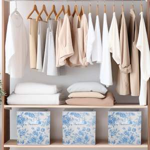 Ensemble de 6 boîtes de rangement pliables en tissu pour placard, commode, tiroir, paniers et bacs en tissu avec tiroirs à séparateurs - Product Image 4