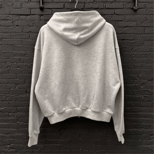 Wholesale 500gsm Thick Double Zip <b>Hoodie</b> Custom Heavyweight Embroidery <b>Hoodie</b> Unisex Boxy Oversized Cotton Zip up <b>Hoodie</b> - Product Image 2