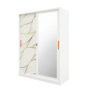 Armoire coulissante en acier pour chambre à coucher, 2 portes, armoire en métal - Product Image 1