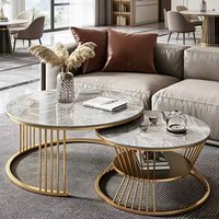 Table basse en dalle de roche de luxe léger pour salon, style moderne et minimaliste en fer forgé, idéale pour les petits appartements