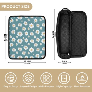 กระเป๋าจัดเก็บอุปกรณ์ทำผมแบบพกพา 2-in-1 ลายดอกเดซี่ พิมพ์ลายเต็มใบ พร้อมแผ่นรองกันความร้อน - Product Image 4