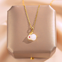 Collier en or 14 carats anti-ternissement Resoul, style coréen mignon, avec jade et opale blanche, chaîne minimaliste pour filles, bijou porte-bonheur